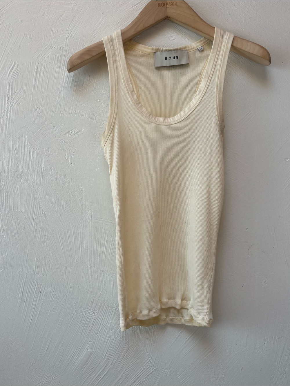 RÖHE Cream Ribbed Scoop Neck Tank